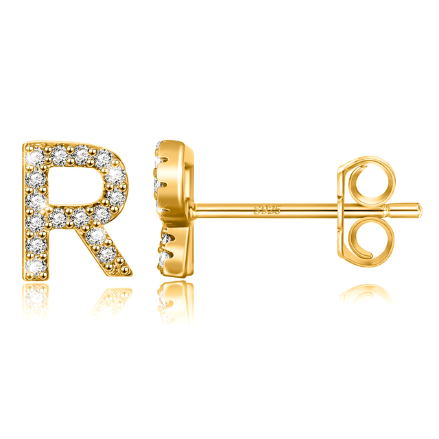 Boucles d'oreilles clous initiale