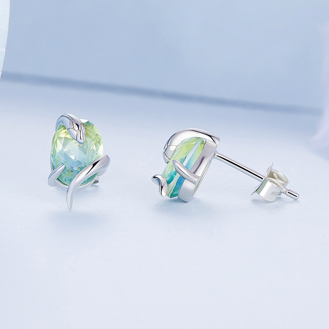 Boucles serpent pierre verte