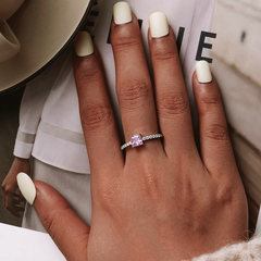 Bague zircon rose argent