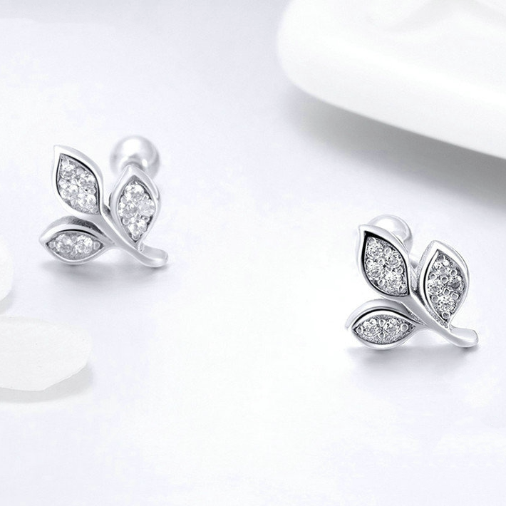 Boucles feuilles argent brillant