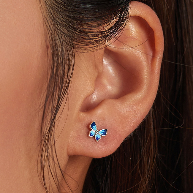 Boucles papillons bleus
