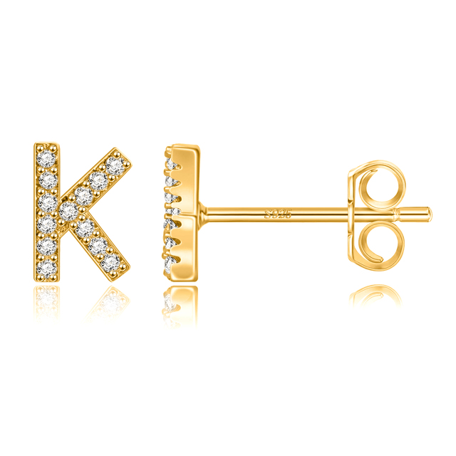 Boucles d'oreilles clous initiale