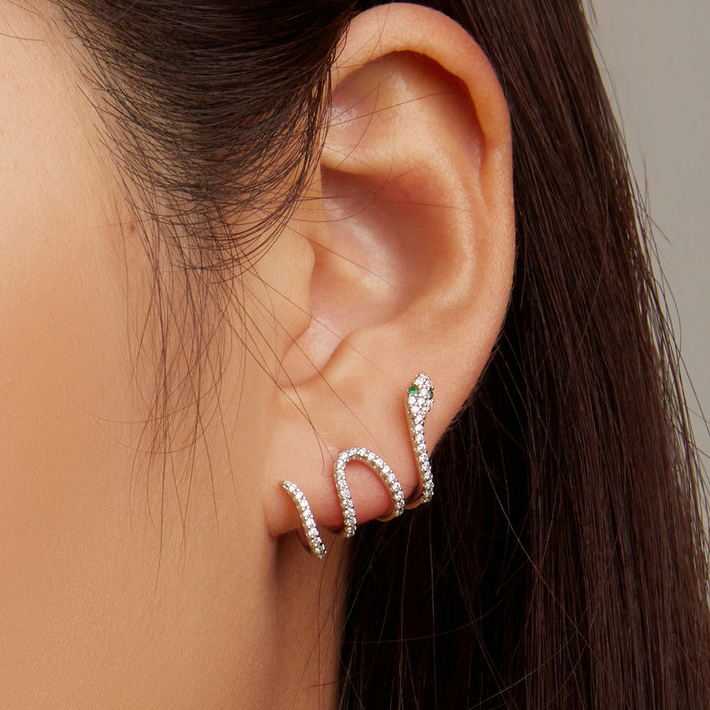 Ear climber serpent argenté