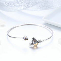 Bracelet abeille cristal argent