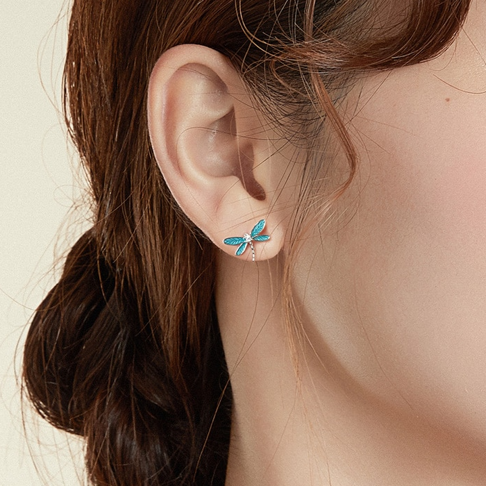 Boucles d'oreilles libellules argentées