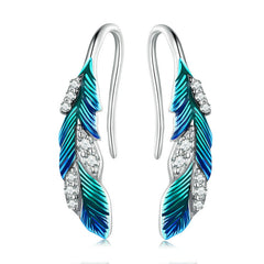 Bijoux d'oreilles plumes argent