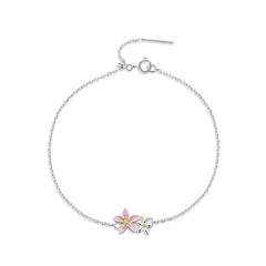 Bracelet argenté fleurs
