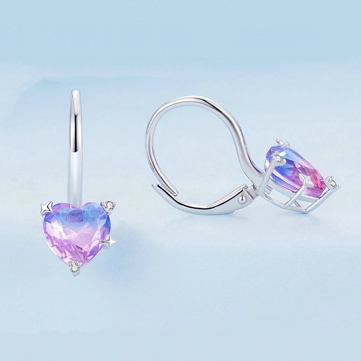 Boucles d'oreilles cœur dormeuses