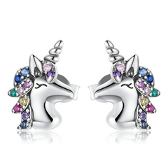 Boucles licornes argent