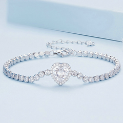 Bracelet cœur brillant en argent