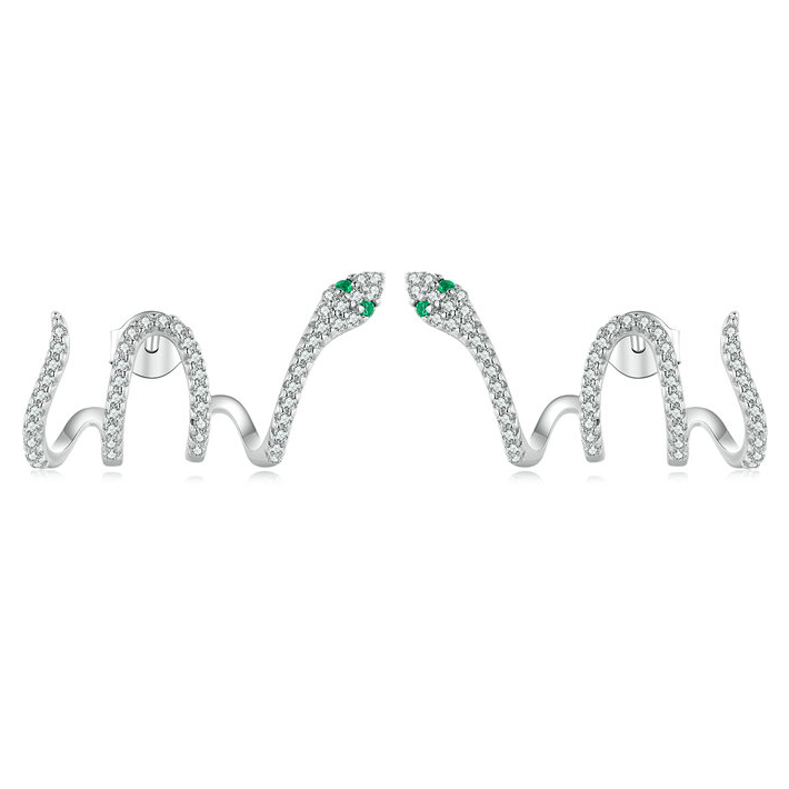 Ear climber serpent argenté