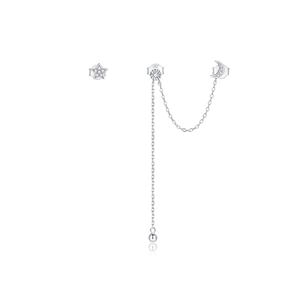 Boucles d'oreilles chaîne lune étoile
