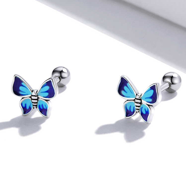 Boucles papillons bleus