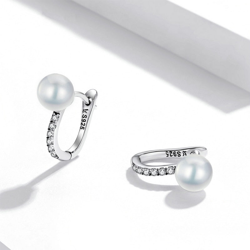 Boucles perle argentée