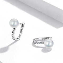 Boucles perle argentée