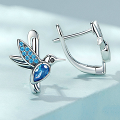 Boucles d'oreilles colibris bleus