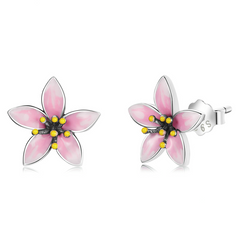 Clous d'oreilles fleurs roses