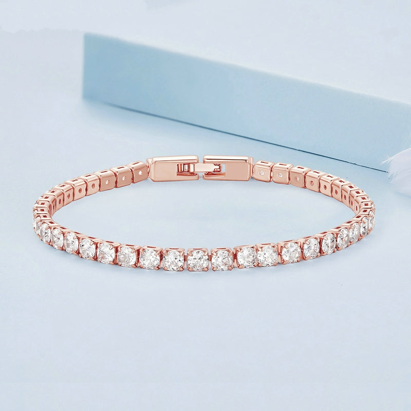 Bracelet Tennis Étincelant en Or Rose