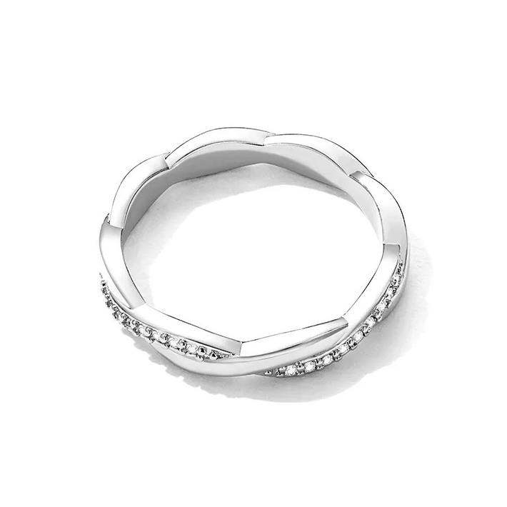 Bague torsadée argent brillant