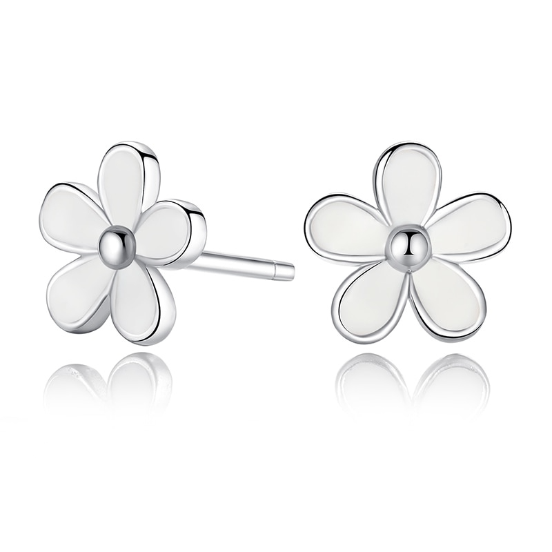 Boucles marguerites argent