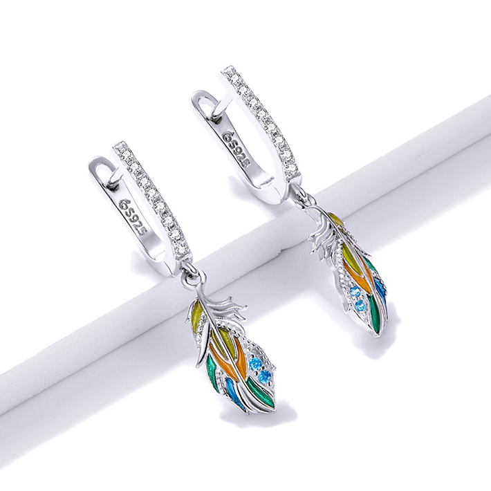 Créoles plumes argent
