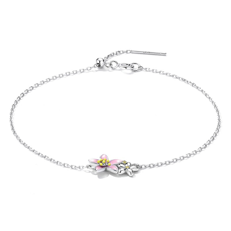 Bracelet argenté fleurs