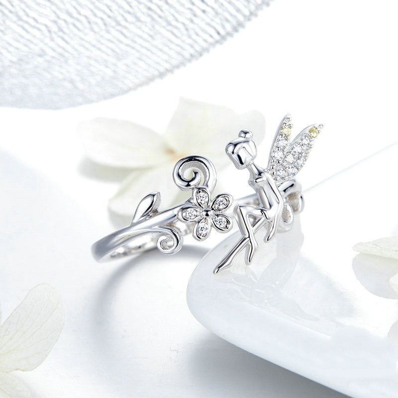 Bague fée fleur argent