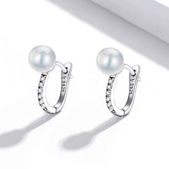 Boucles perle argentée