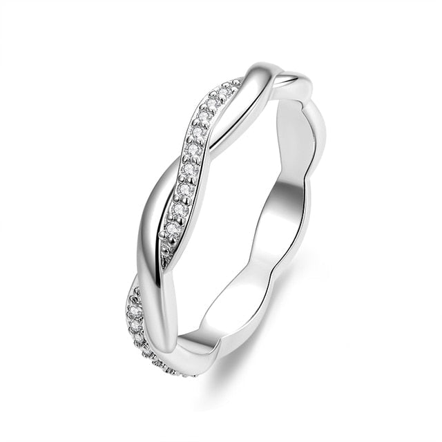 Bague torsadée argent brillant